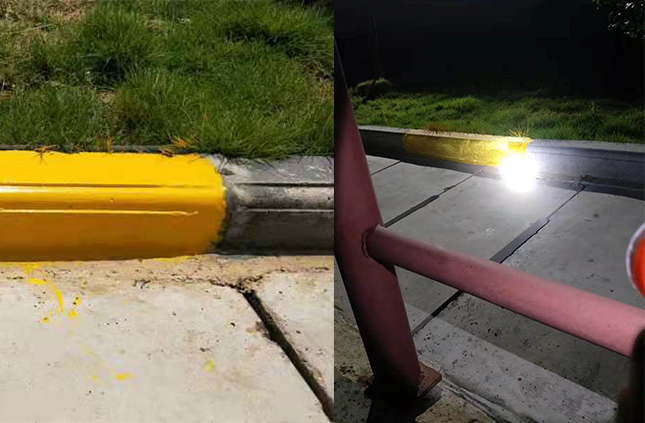 會勝漆的路沿反光漆在廣西的街道上出現了